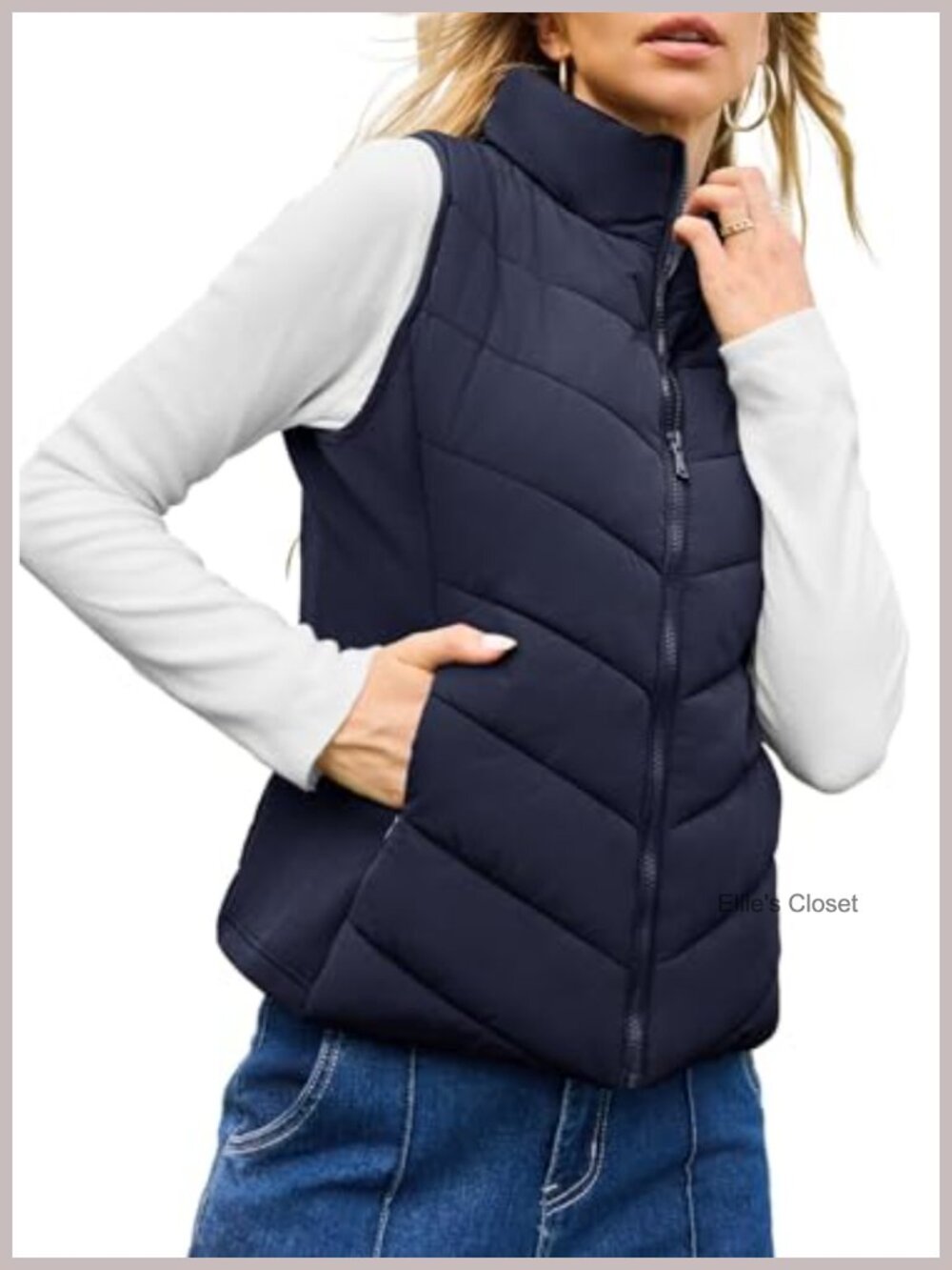 Quilted Puffer Vest Lightweight Sleeveless Zip Outerwear
